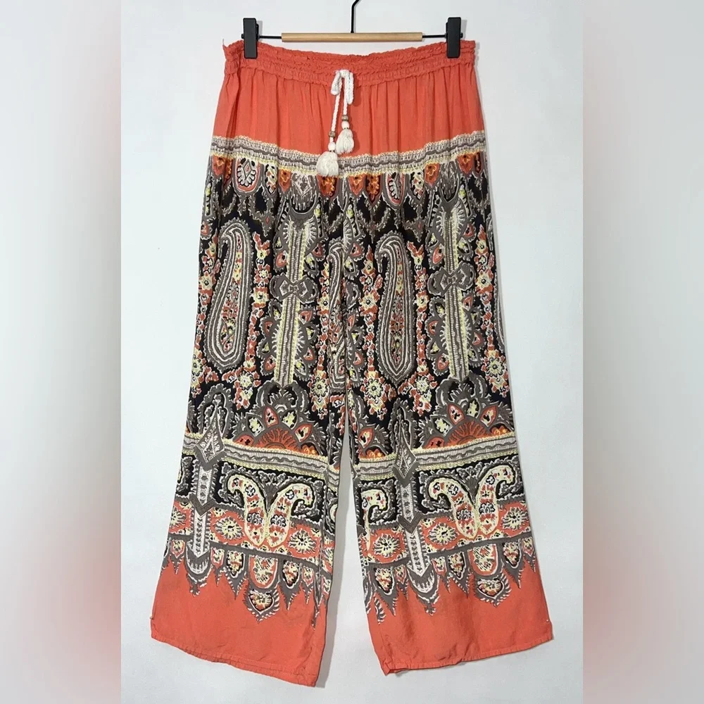 Anthropologie E By Eloise Mixed Print‎ Boho Wide Leg Size Small